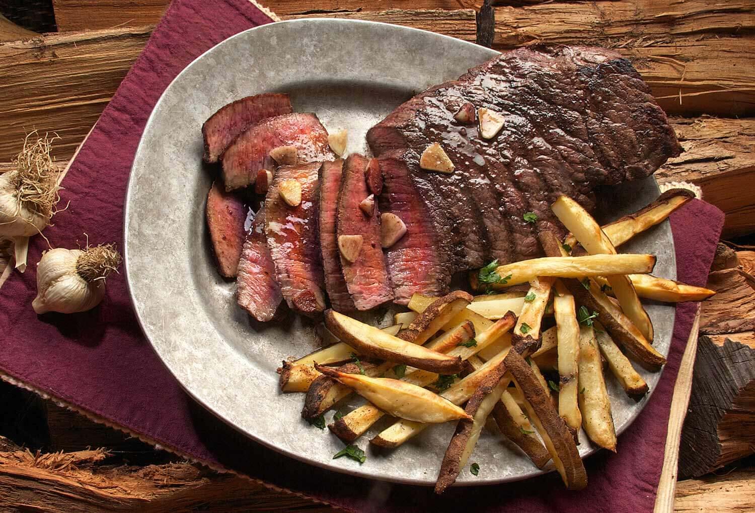 Steak on electric outlet grill