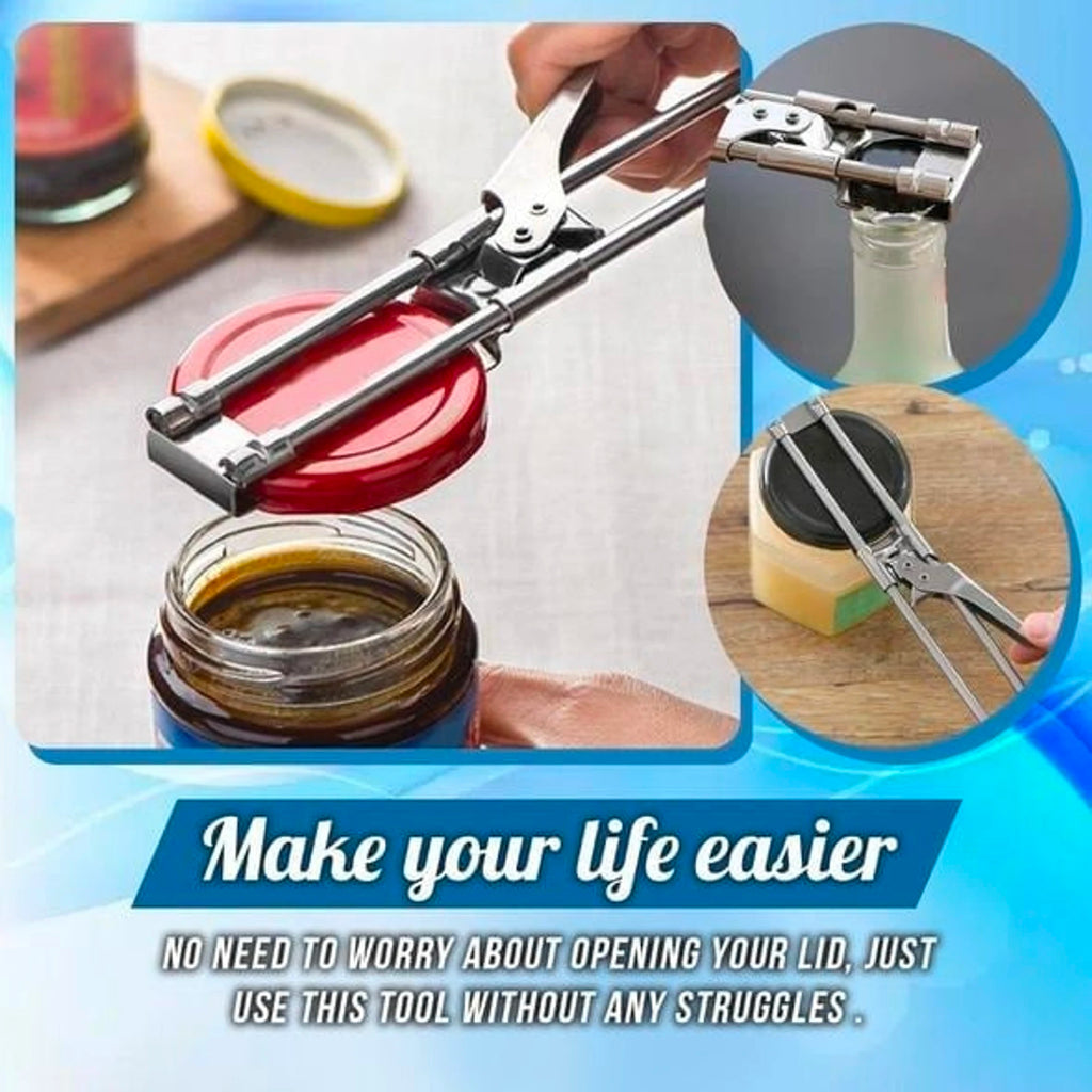 New Stainless Steel Can Opener Multifunctional Adjustment Bottle Opener  Creative Canned Round Cap Clip-on Bottle Opener Kitchen Home Gadgets