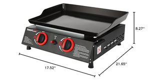 Royal Gourmet PD1203A 18-Inch 2-Burner Portable Tabletop Griddle, 16,000 BTU Propane Gas Grill Tabletop Usa for Patio, Deck, Backyard, Tailgating, Camping and Picnic, Black