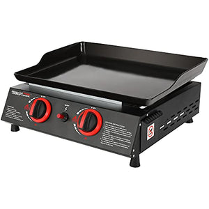 Royal Gourmet PD1203A 18-Inch 2-Burner Portable Tabletop Griddle, 16,000 BTU Propane Gas Grill Tabletop Usa for Patio, Deck, Backyard, Tailgating, Camping and Picnic, Black