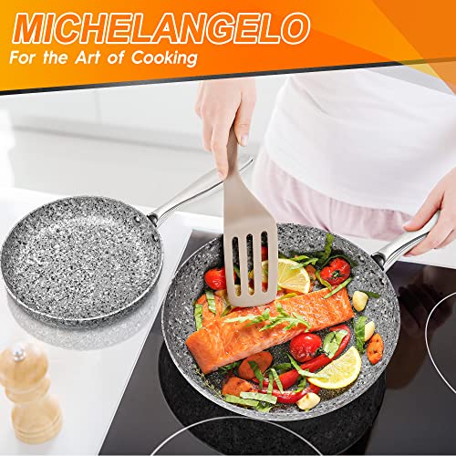 MICHELANGELO Nonstick Frying Pan with Lid, 10 Inch Frying Pan with Nonstick  Honeycomb Coating, Nonstick Fry Pan with Lid, Healthy & Non-Toxic Fry Pan