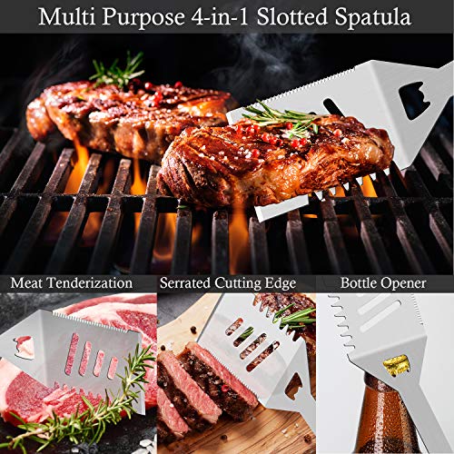 ROMANTICIST 26pcs Grilling Accessories Kit for Men Women, Stainless Steel  Heavy Duty BBQ Tools with Glove and Corkscrew, Grill Utensils Set in