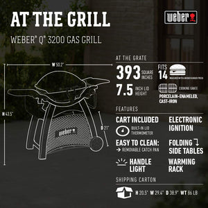 Weber Q3200 Parrilla de propano líquido, color blanco